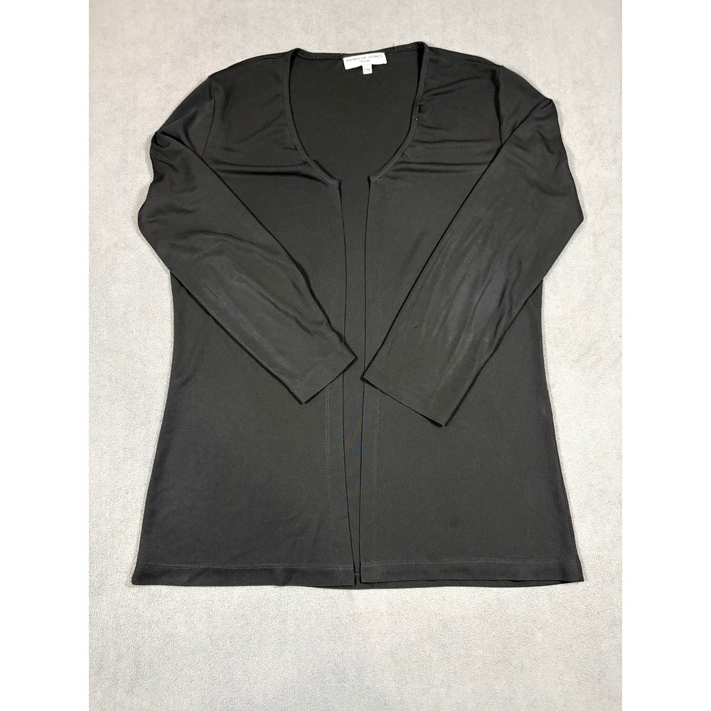 Patricia Jones Cardigan Womens PM Black Open Front Long Sleeve Lightweight Tunic